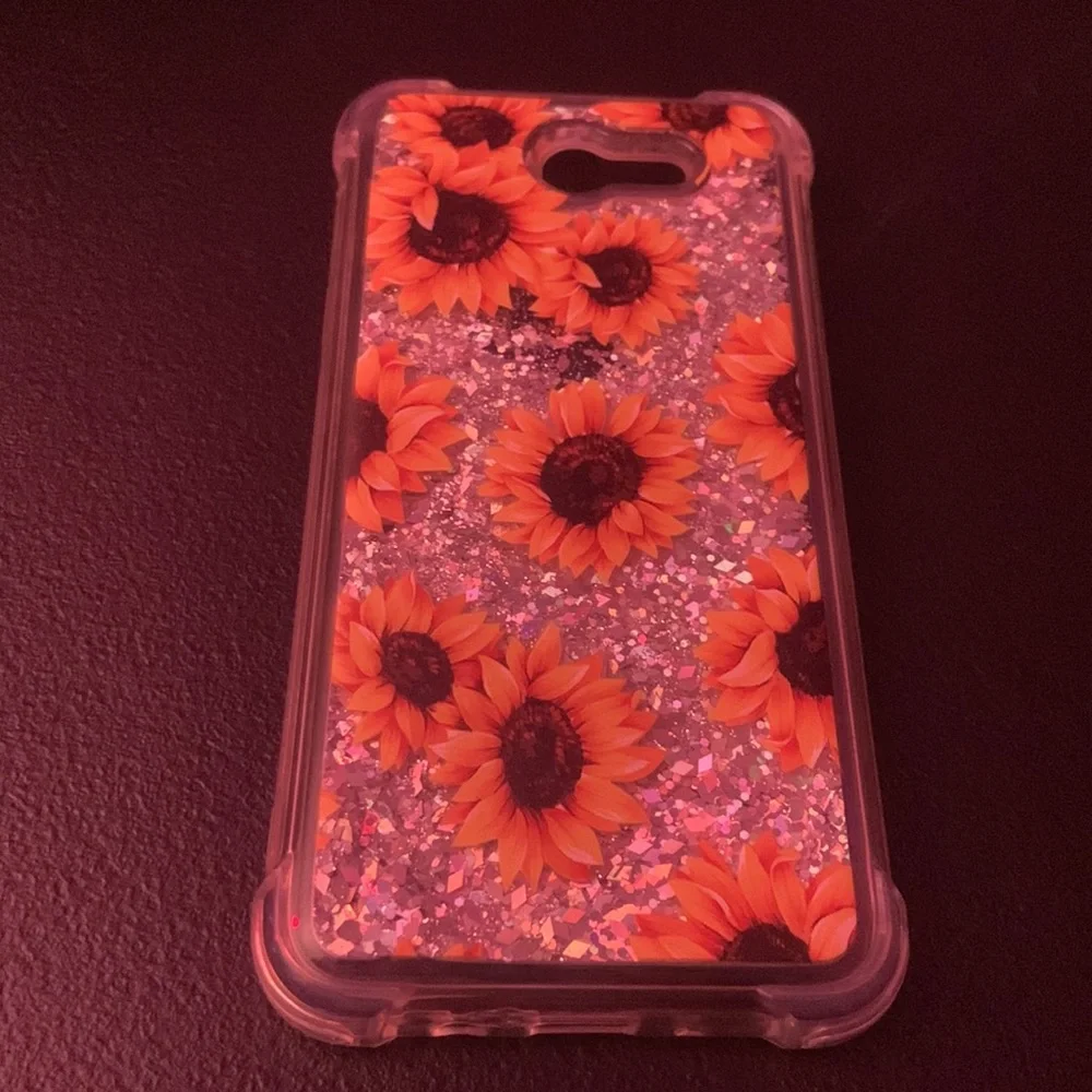 5for$10 Galaxy A71 4G, J7 2017 Bling Liquid Glitter Case Reinforced -Sunflower